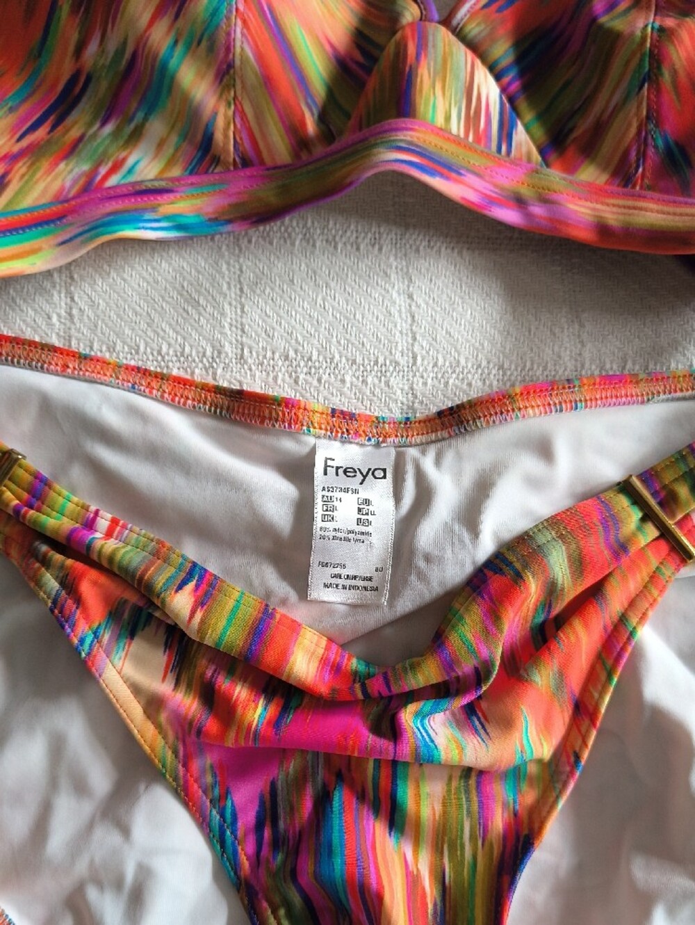 Freya Multicolor Brushstroke Bikini — Pink, Orange, Blue - Picture 2 of 6